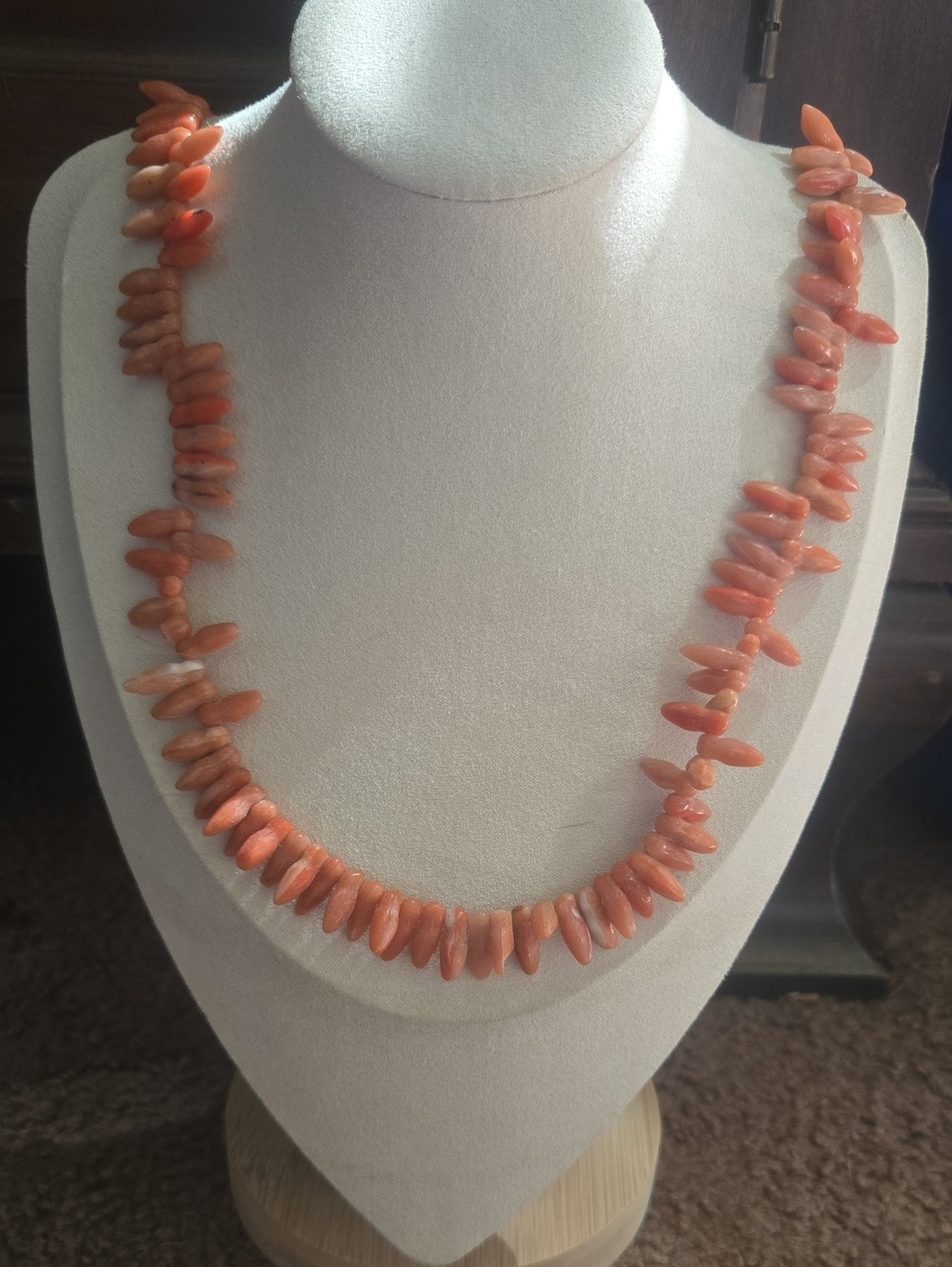 Vintage Handcrafted Orange Branch Coral Bead Necklace 70s